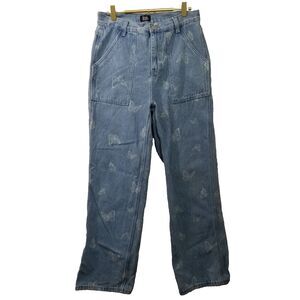 Simply Society Jeans Womens Light Wash Wide Leg With Butterflies 30/31